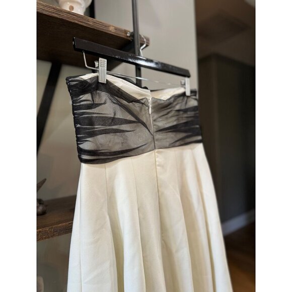 Cinq a Sept Odessa Strapless Tulle Midi Cocktail Dress Ivory/Black Womens Size 1 - Picture 10 of 14